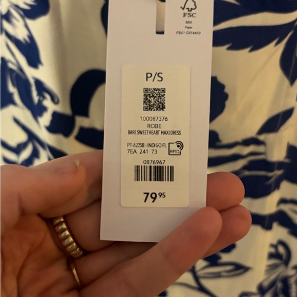 Dynamite Blue and White Floral Midi Dress NWT - Picture 2 of 2